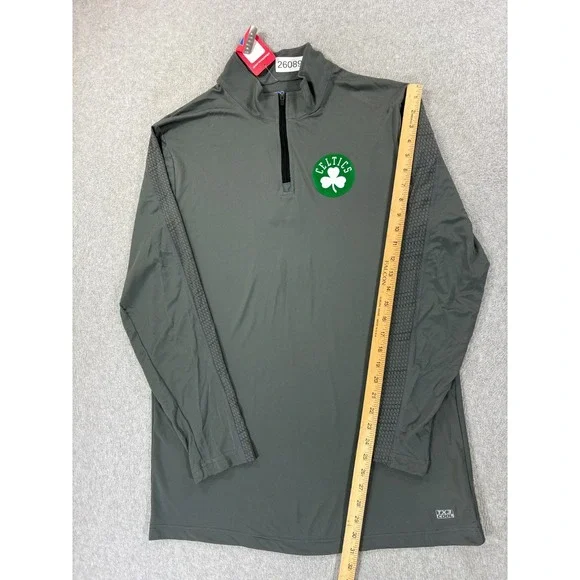 NWT Boston Celtics NBA Screened Logo 1/4 Zip Pullover (Men's‎ Large) Gray - Picture 5 of 12
